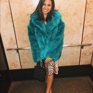 DVF Green Faux Fur Coat